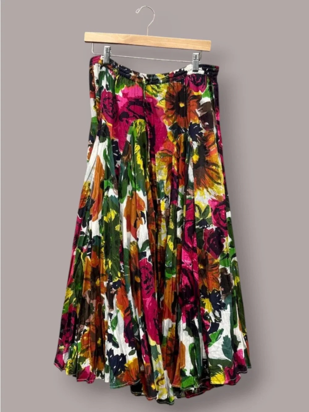 Olivia & Grace 100% Cotton Full Bodied High Rise Floral Maxi Skirt- Womens XL - Picture 1 of 5